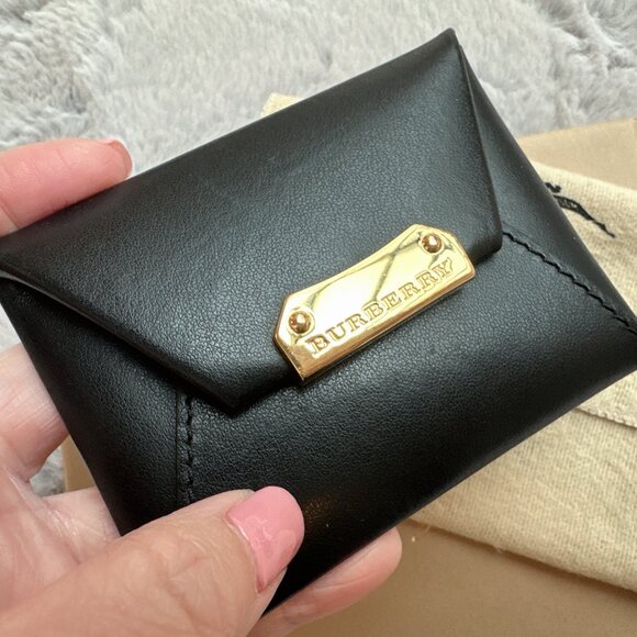 Authentic Burberry Black Smooth Leather Claxton Coin Case - Picture 12 of 12